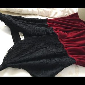 Velvet Lace Suede Dress, Size Sm